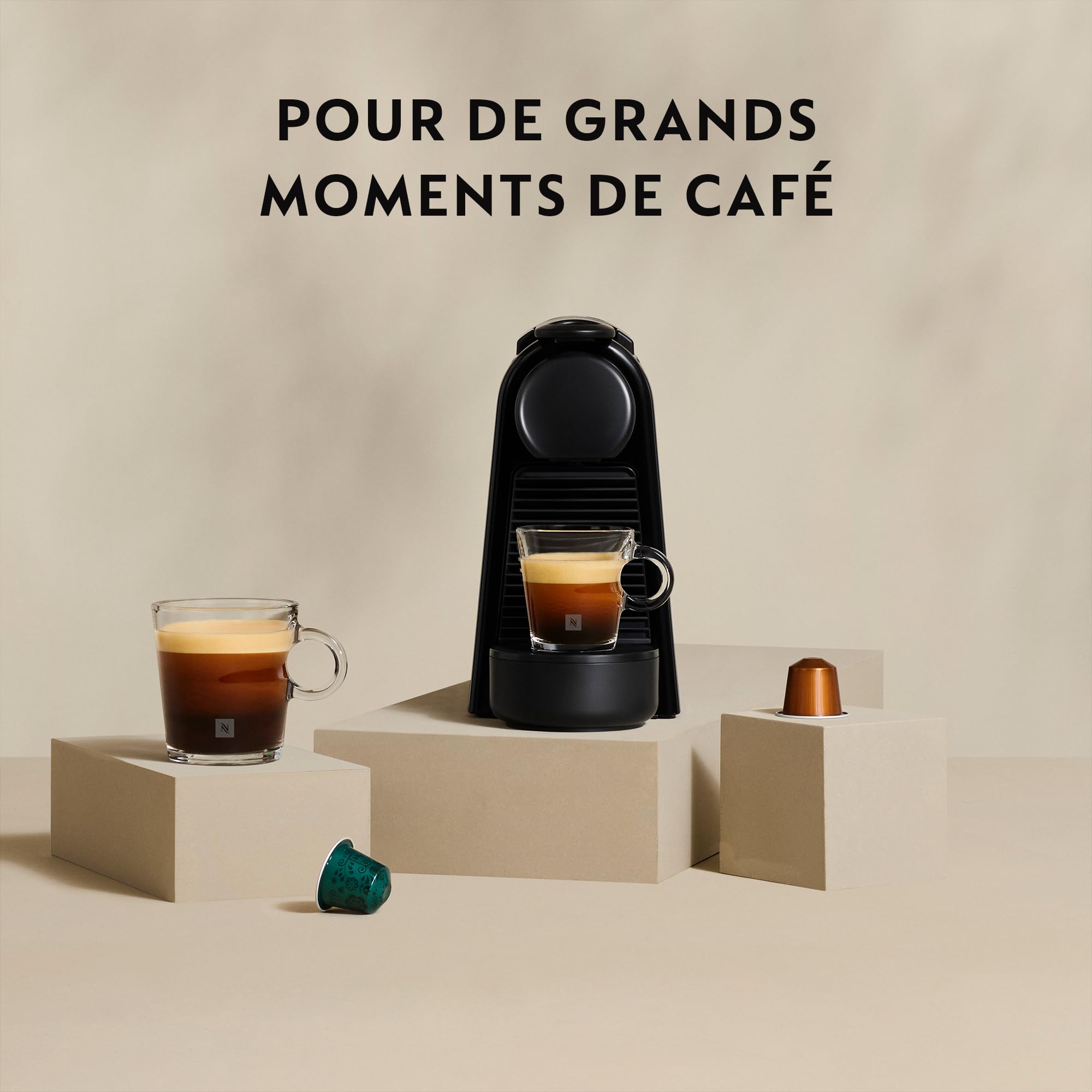 Essenza Mini - Machine à Café à Capsules , Kit de Bienvenue Inclus, Design Compact, Pression 19 Bars, Noir Mat, EN85.BKMT
