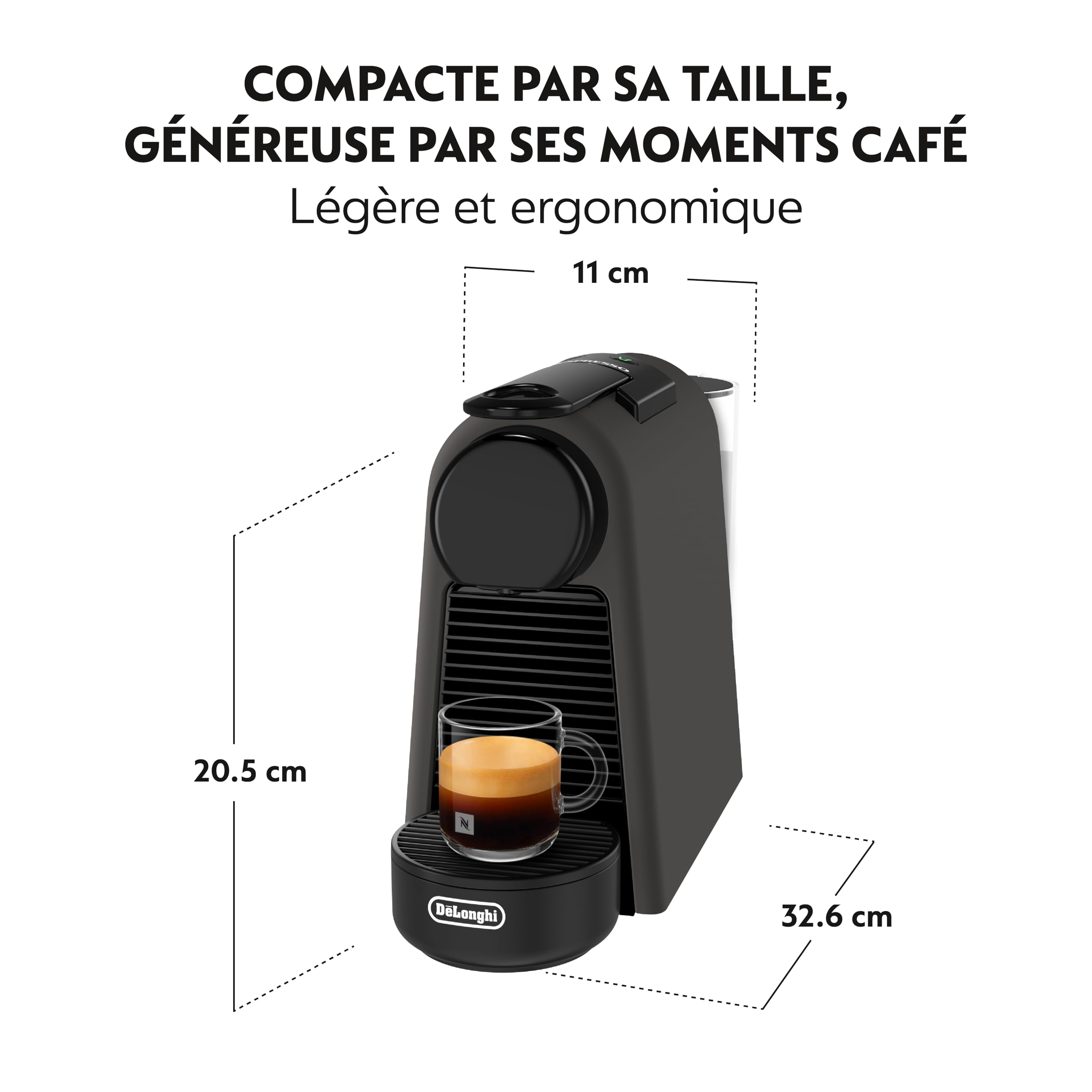 Essenza Mini - Machine à Café à Capsules , Kit de Bienvenue Inclus, Design Compact, Pression 19 Bars, Noir Mat, EN85.BKMT
