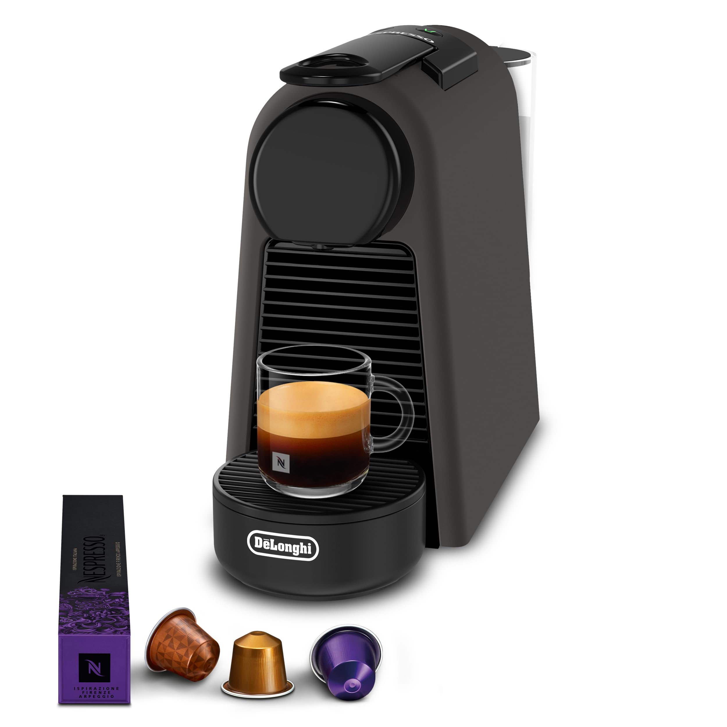 Essenza Mini - Machine à Café à Capsules , Kit de Bienvenue Inclus, Design Compact, Pression 19 Bars, Noir Mat, EN85.BKMT